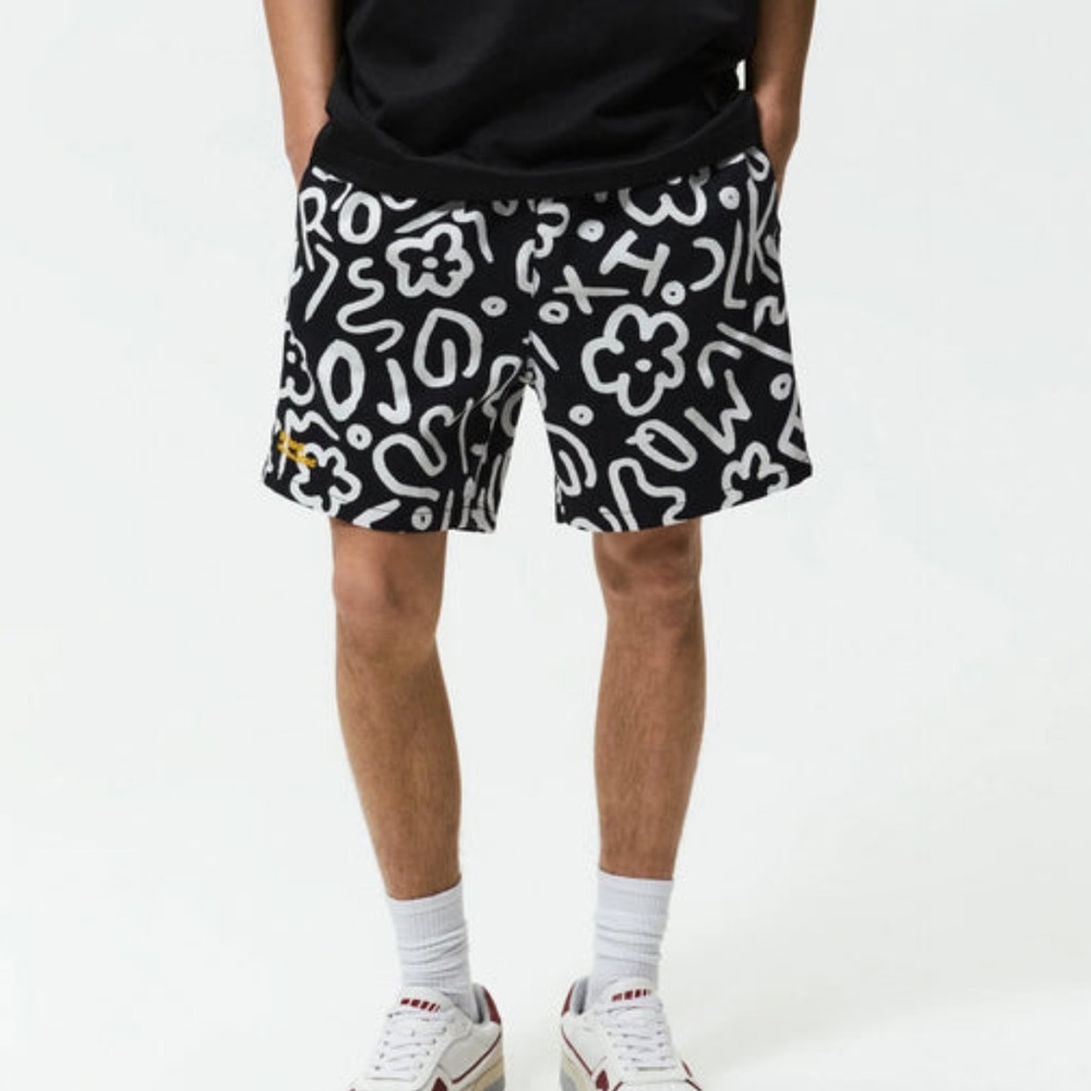 Zara Floral Printed Black White Shorts Small Medium